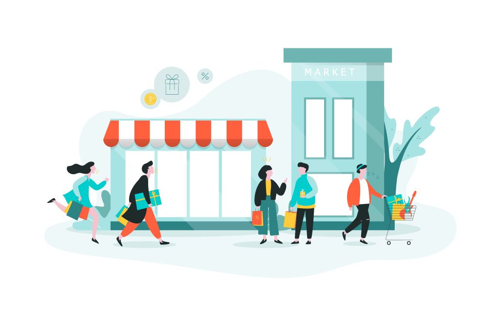 An illustration representing the concept of retail sector