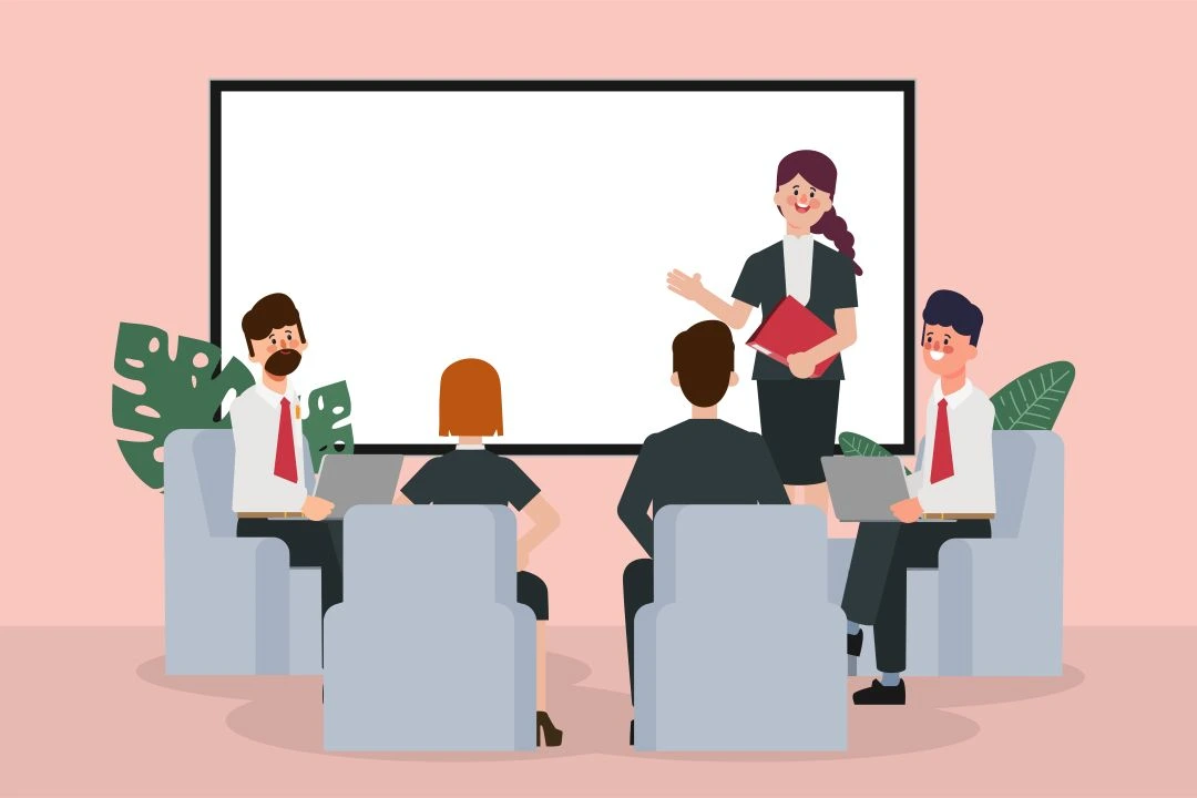 HR leader explaining different types of HR policies to employees in a workplace setting