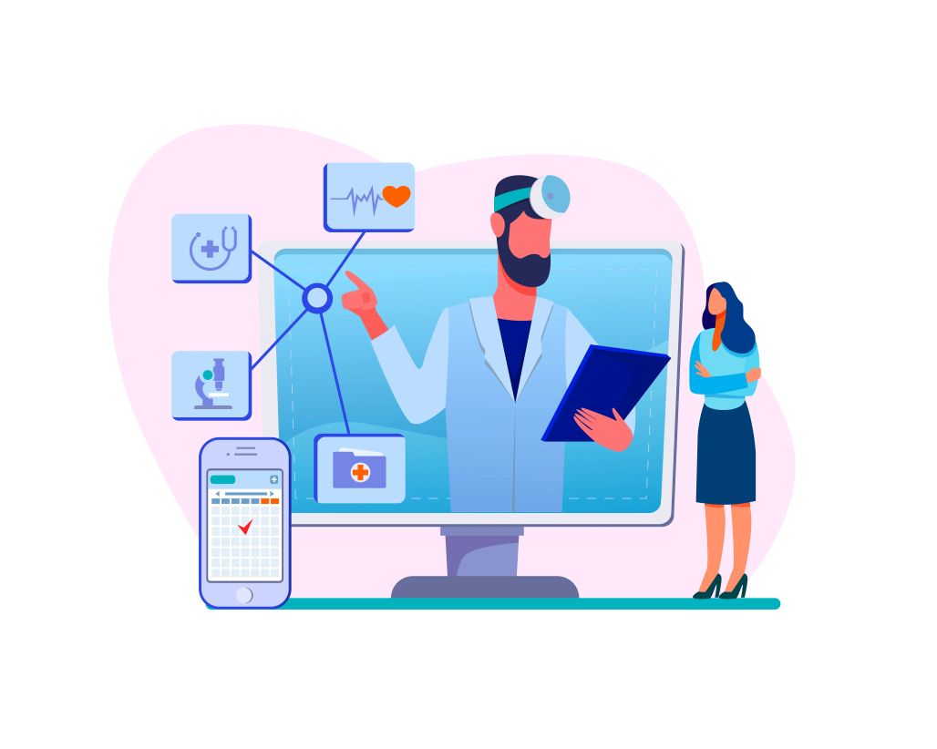 An illustration of an online healthcare training session 