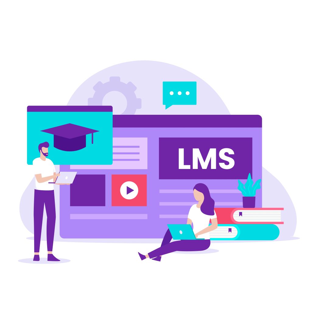 Illustration of a Learning Management System (LMS) interface.