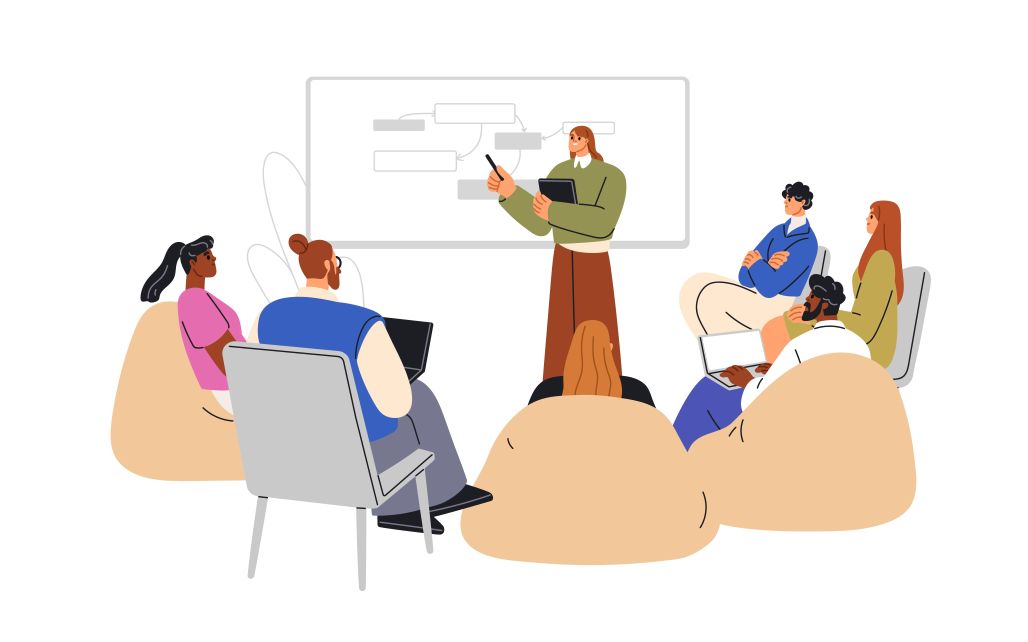 A group of employees attending a corporate training session