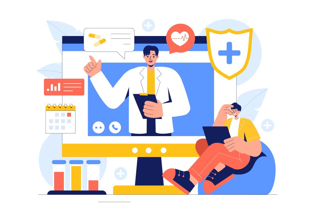 An illustration of an online medical training session