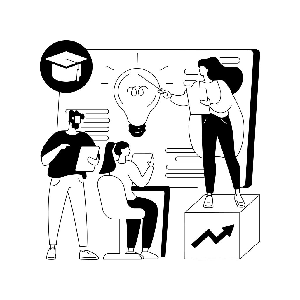 An illustration representing retail employees attending training via LMS