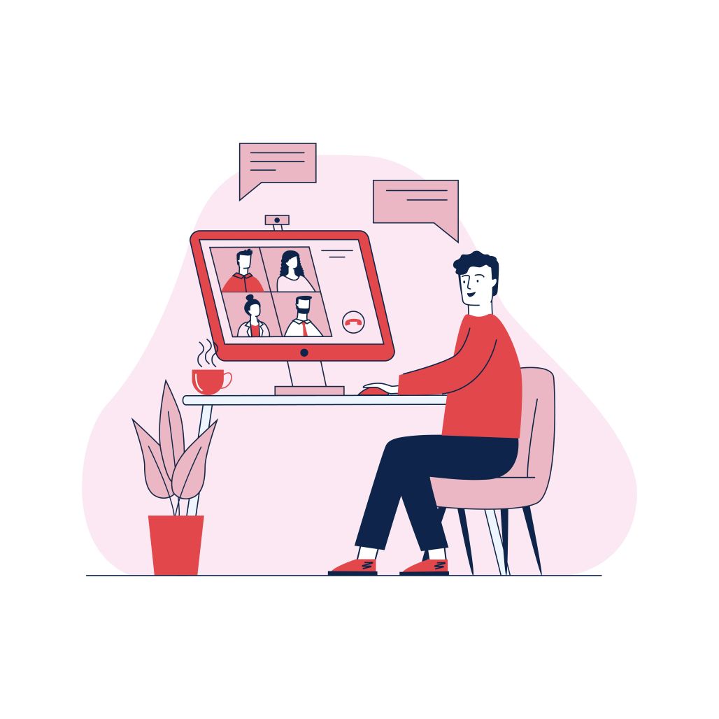 An illustration shows a person successfully attending training and meeting via LMS in remote mode