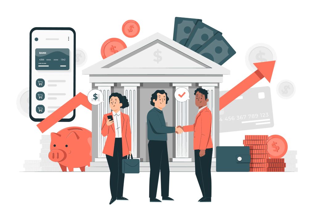 An illustration representing the concept of financial services sector