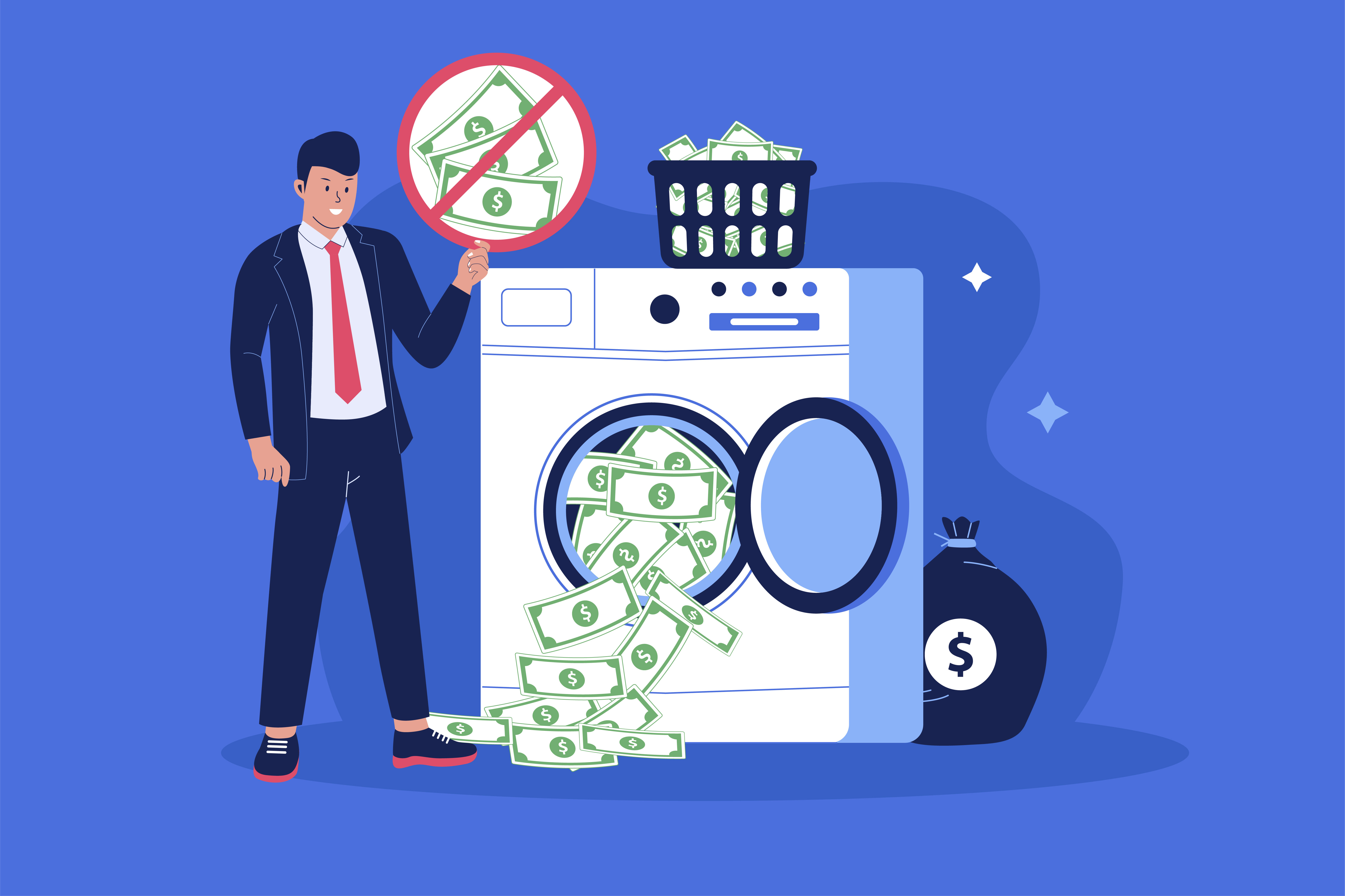 An illustration showing the concept of anti-money laundering