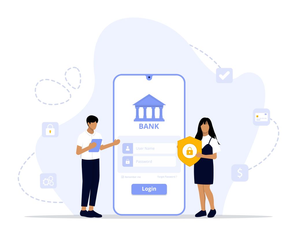 An illustration shows a person's hands holding a mobile phone, with an image of a document displayed on the phone's screen. Another hand is pointing to the screen, representing the digital verification of a physical document, a key step in a Know Your Customer (KYC) process.