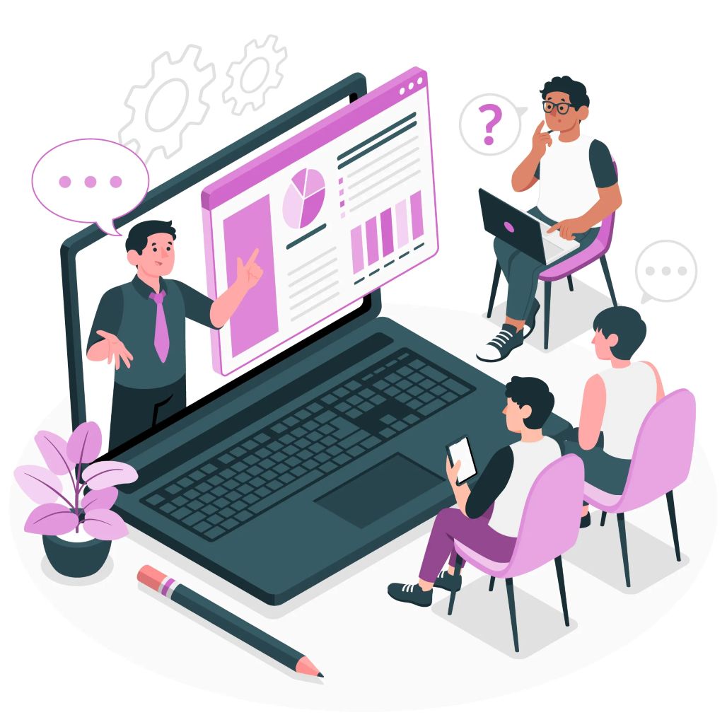 A group of employees attending a blended learning session