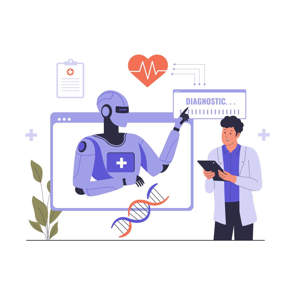 Illustration of a healthcare LMS interface used for healthcare training