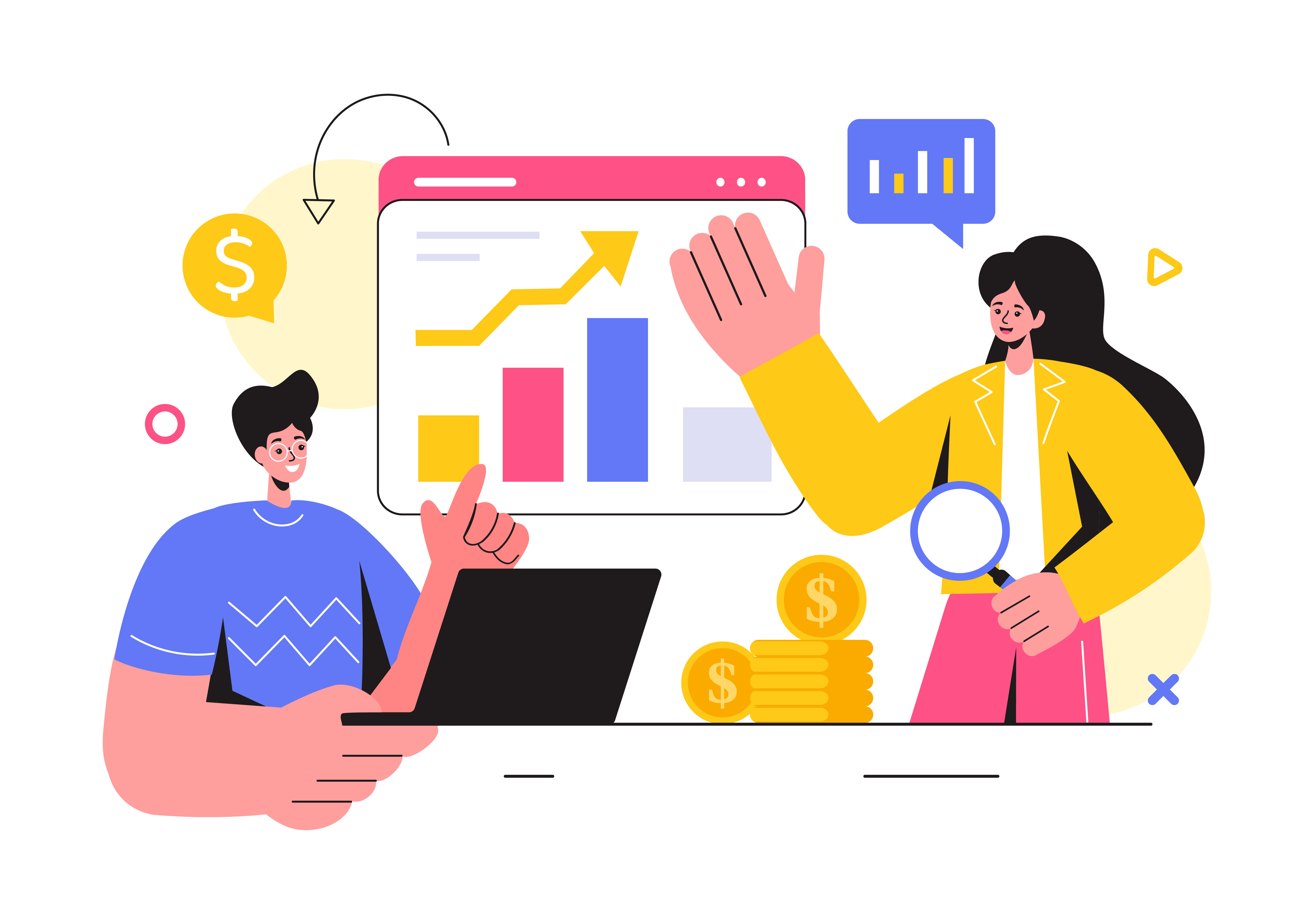 An illustration representing a bank employee attending an AML and KYC training session.