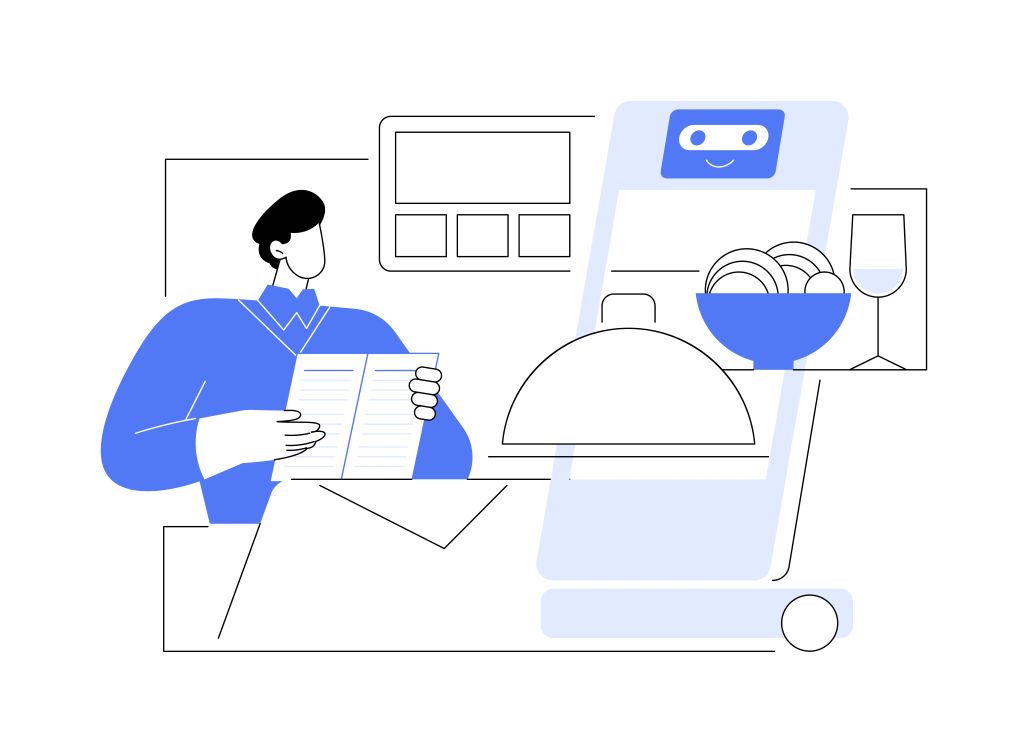 An illustration showing an LMS for the restaurant sector